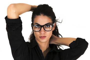 Pretty young woman with glasses