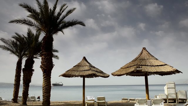 View on central beach in Eilat - famous resort in Israel