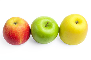 Fresh ripe apples on a white background