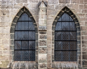 Old church window showing much detail and texture - 63899189