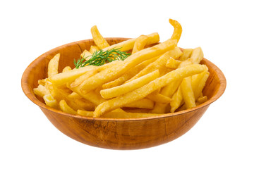 French fries on white background
