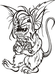 Rat with money - cartoon