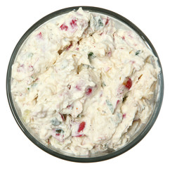 Baked Potato Style Potato Salad Over White High Angle View
