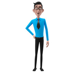 3d happy office man in suit, isolated 