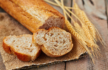 Baguette and wheat ears