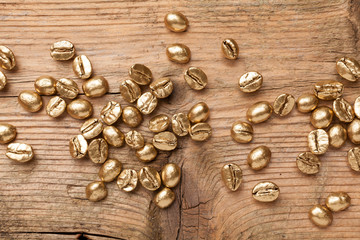 Golden beans of coffee