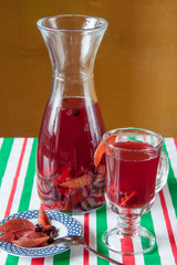 apple compote in pitcher and glass