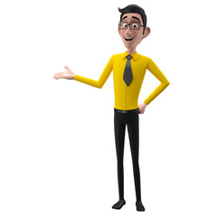 3d happy office man in suit, isolated 