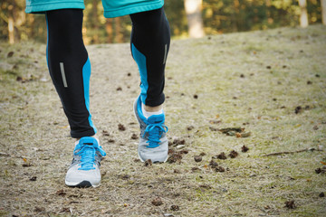 running training in the woods