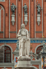 Fototapeta na wymiar Art Nouveau style in architecture of early XX century in Riga, L