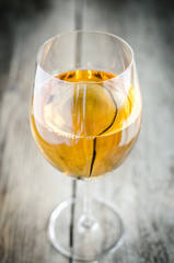 Wineglass with white wine