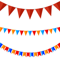 Set of colored flags on the ropes