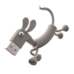 3d funny technology animal, USB connector dog