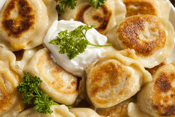 Homemade Polish Pierogis with Sour Cream