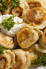 Homemade Polish Pierogis with Sour Cream