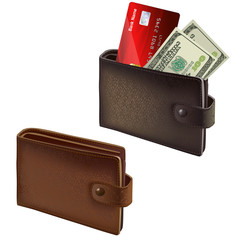 Black and brown leather wallets