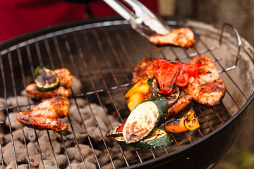 grilled vegetables and chicken