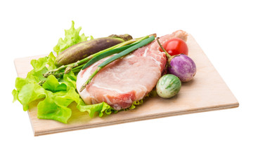 Raw t-bone steak