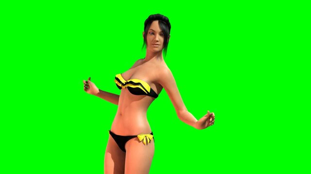 Hot Girl in sexy Bikini dances - green screen