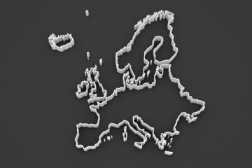 three-dimensional map of Europe.