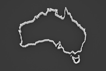 Three-dimensional map of Australia.