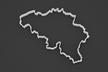 Three-dimensional map of Belgium.