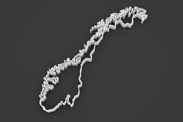 Fototapeta premium Three-dimensional map of Norway.