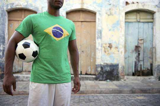 Brazilian Football Player Holding Soccer Ball Rio Lapa