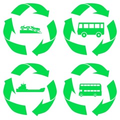 Transports dans 4 symboles recyclage