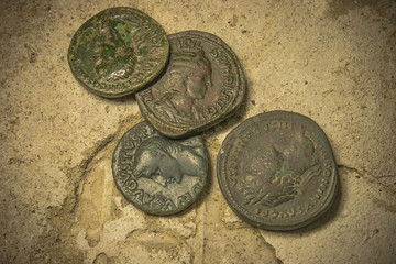 Obraz na płótnie Canvas Ancient roman coins