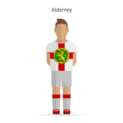 Alderney football player. Soccer uniform.