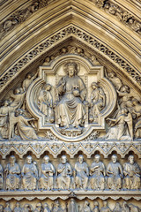 Fototapeta na wymiar Westminster Ammey Entrance in London England bas relief