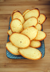 Madeleine on a blue plate