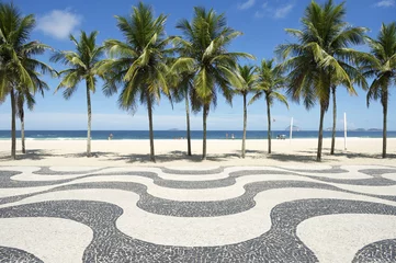 Gordijnen Copacabana Beach Boardwalk-patroon Rio de Janeiro Brazilië © lazyllama