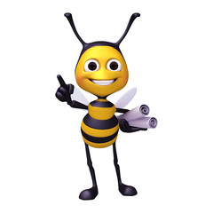 bee with roll of paper