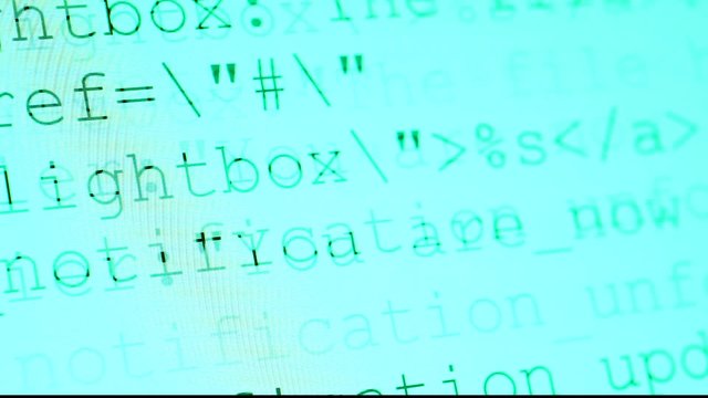 Close up of HTML Codes on LED Screen