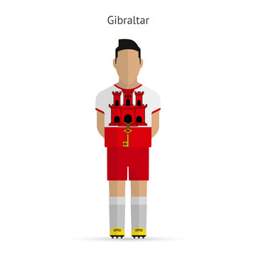 Gibraltar football player. Soccer uniform.