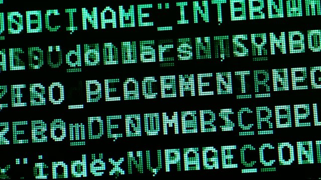 Close up of HTML Codes on LED Screen