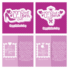 Set Of Happy Mothers's Day Template Card Background