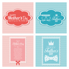 Happy Father's And Mother's Day Template Cards
