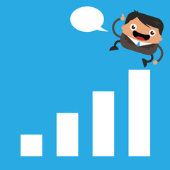 Happy Business Man on Graph Bar