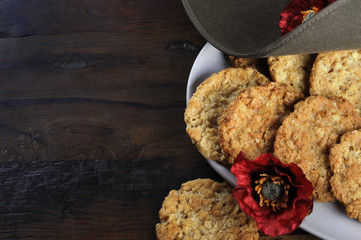 Australian Anzac biscuits with copy space.