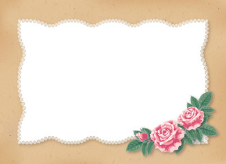 薔薇のクラフト風カード