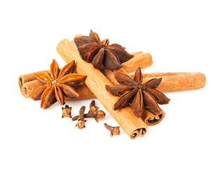 Anise, cinnamon and cloves isolated