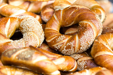 Fresh bread close up. Food background. Baked bread with Whole Wh