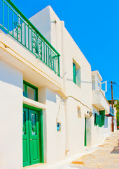 stone made road in Chora the capital of Amorgos island in Greece
