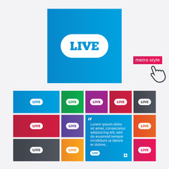 Live sign icon. On air stream symbol.