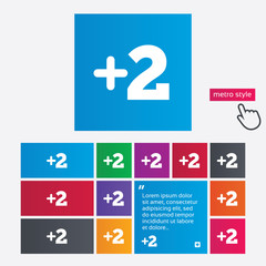 Obraz premium Plus two sign. Add two symbol.