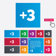 Obraz premium Plus three sign. Add three symbol.