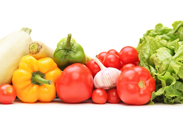 Studio shot of a table full of vegetables